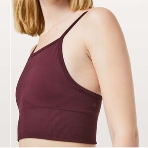 Lululemon | Ebb To Street Longline Dark Adobe Burgundy Red Sports Bra Seamless 6
